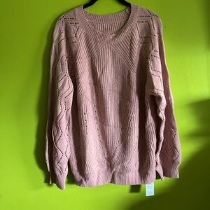 NWT Cupshe Mauve Cable Knit Sweater Size XL